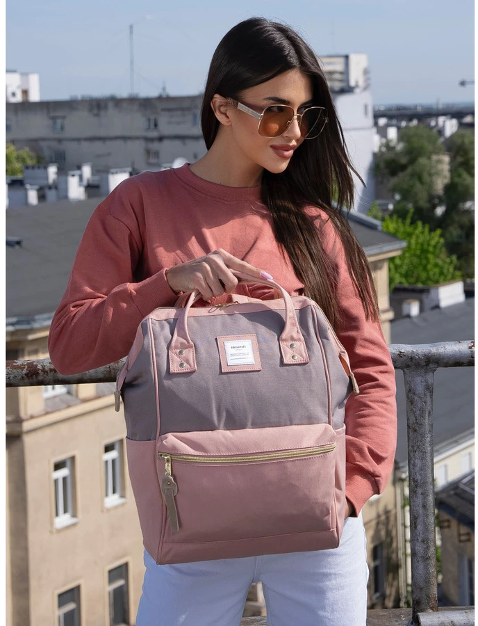 Rožinė, stylowy plecak na laptopa su portem USB - Himawari