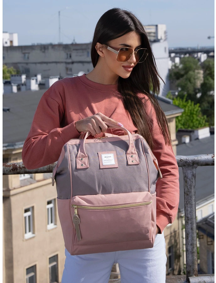 Rožinė, stylowy plecak na laptopa su portem USB - Himawari