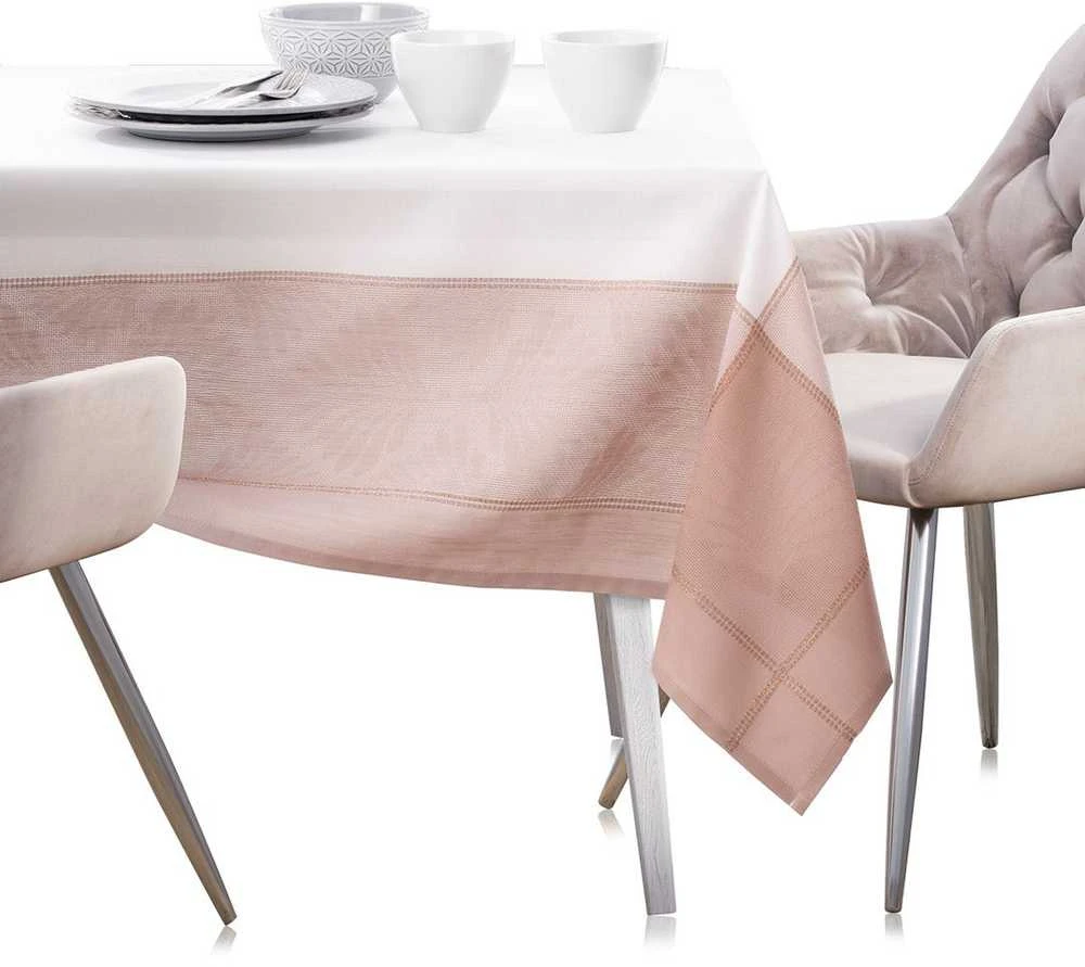 AmeliaHome Rožinė–balta staltiesė Lille 30×120 cm