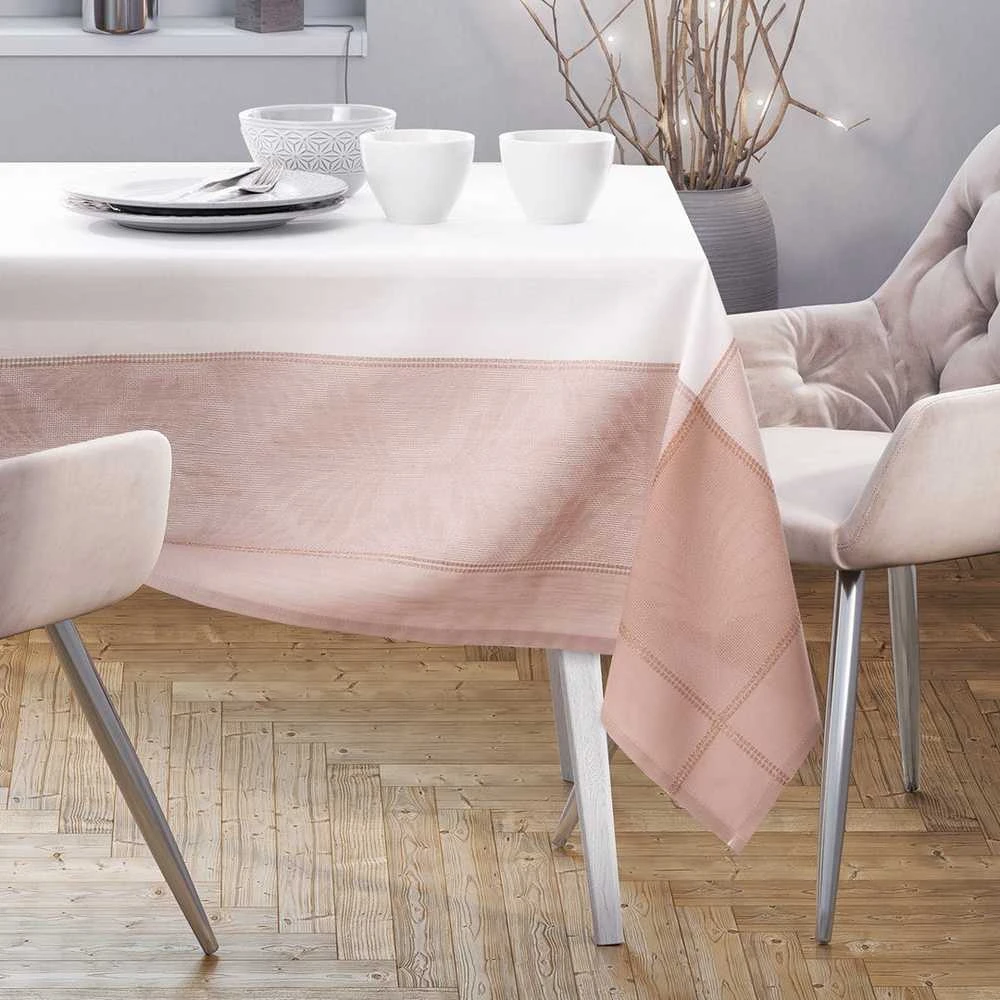 AmeliaHome Rožinė–balta staltiesė Lille 30×120 cm