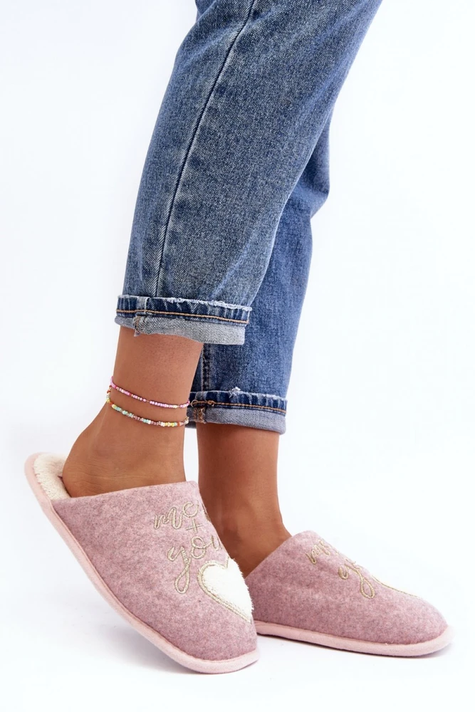 Rožinės moteriškos šlepetės su uždaru priekiu Step in style