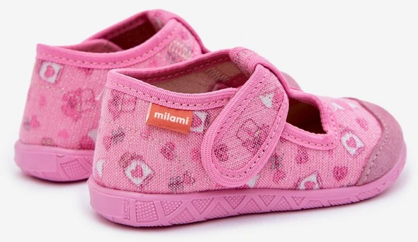Rožinės vaikų šlepetės su lipduku Milami