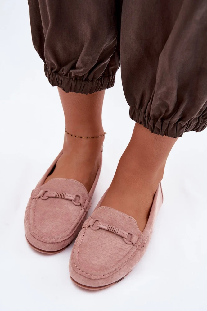 Rožiniai zomšos imitacijos mokasinai Step in style