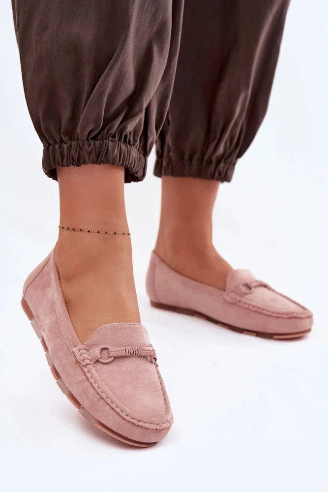 Rožiniai zomšos imitacijos mokasinai Step in style