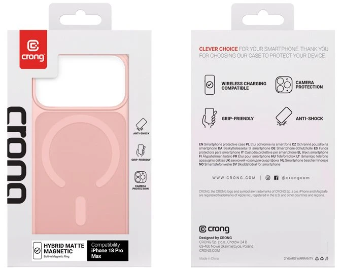 Rožinis dėklas iPhone 18 Pro Max / 17 Pro Max, Crong