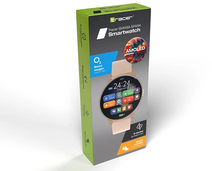 Išmanusis laikrodis Tracer SMW9A Spark, Rožinio aukso spalvos korpusas su rožinės spalvos apyranke