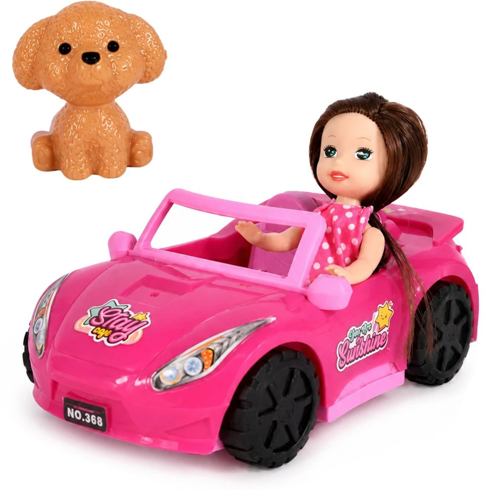 Lean Toys Mini lėlė su kabrioletu rožinė