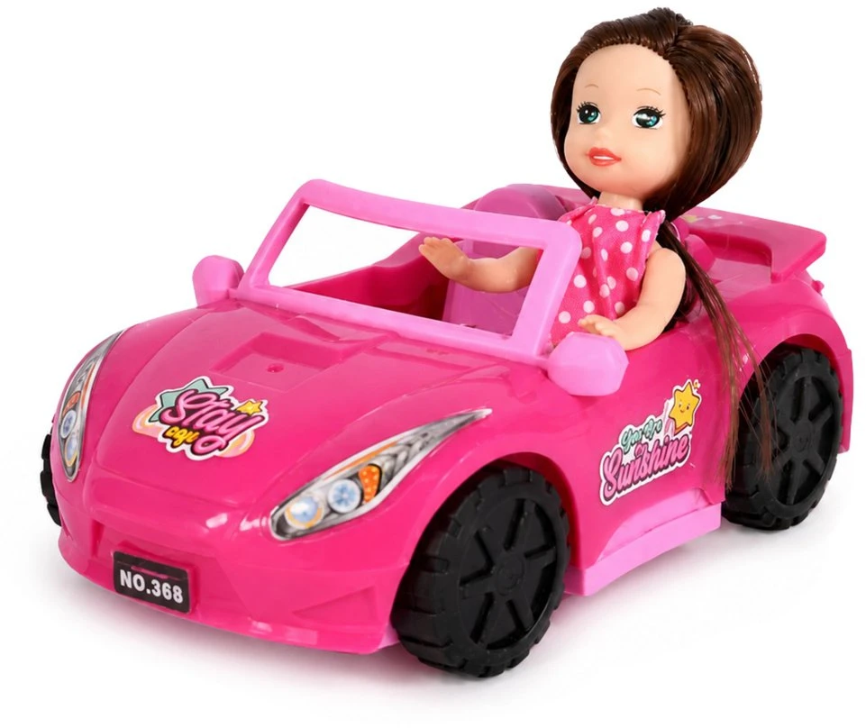 Lean Toys Mini lėlė su kabrioletu rožinė