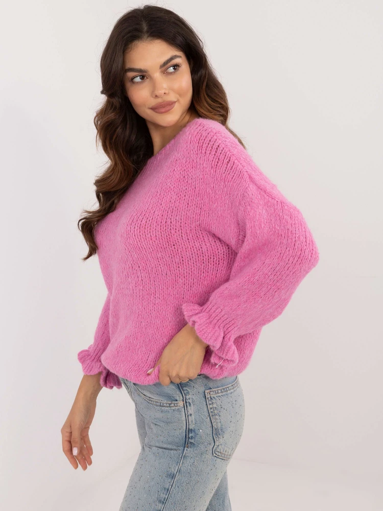 Rožinis oversize megztinis
