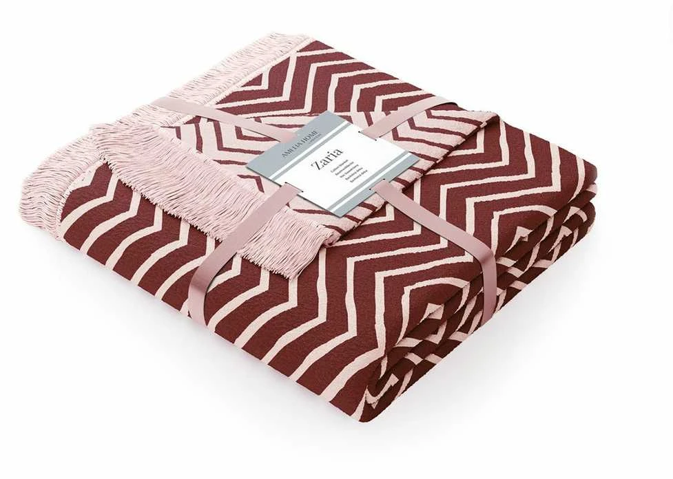 AmeliaHome Rožinis pledas ZARIA Twisty, 150 x 200 cm