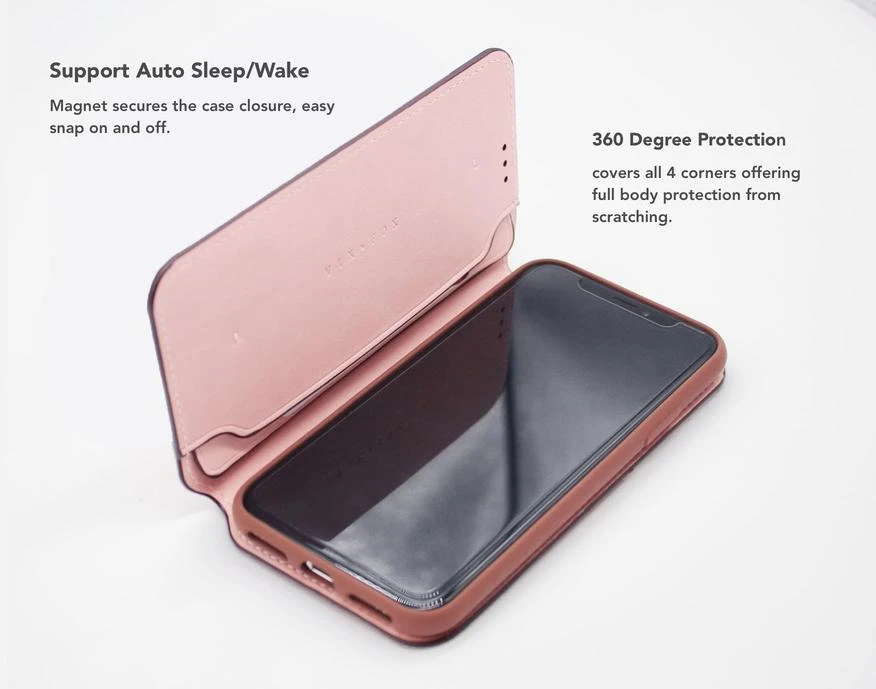 Rožinis „Smart Folio“ telefono dėklas „iPhone Xs Max“