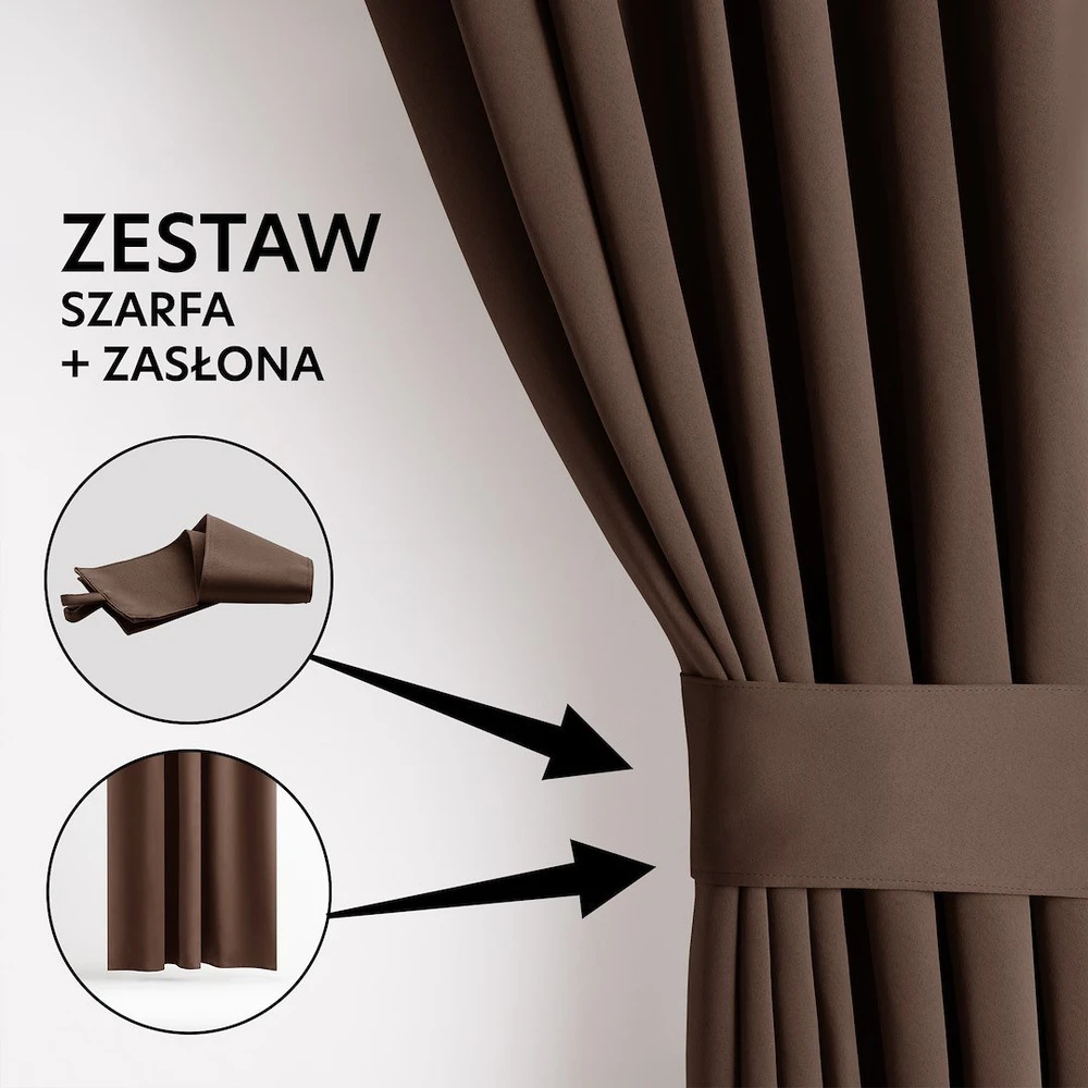 Naktinė užuolaida su žiedais AmeliaHome BLACKOUT 140X245 cm, 1 vnt., spalva: ruda