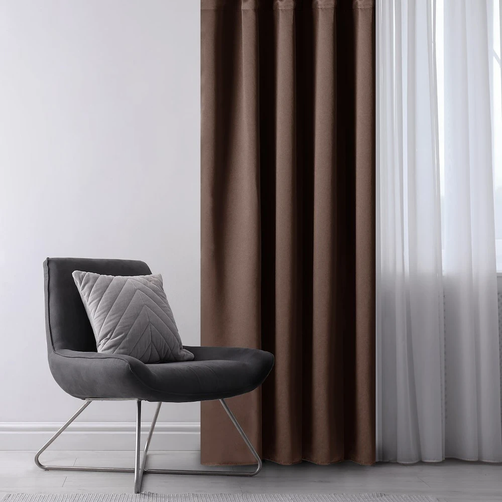 Naktinė užuolaida su žiedais AmeliaHome BLACKOUT 140X245 cm, 1 vnt., spalva: ruda