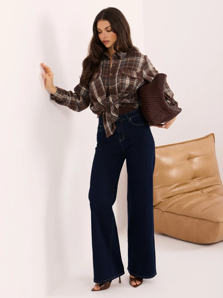 Ruda languota moteriška marškinėliai-palaidinė