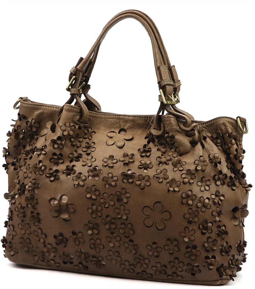 Ruda natūralios odos rankinė per petį VS