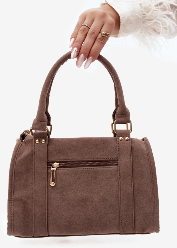 Ruda rankinė per petį su užtrauktuku ir kišenėmis Step in style