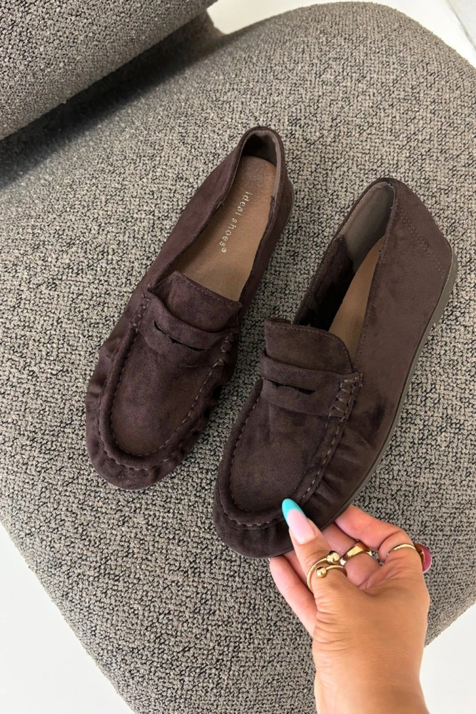 Rudai zomšos imitacijos mokasinai Step in style
