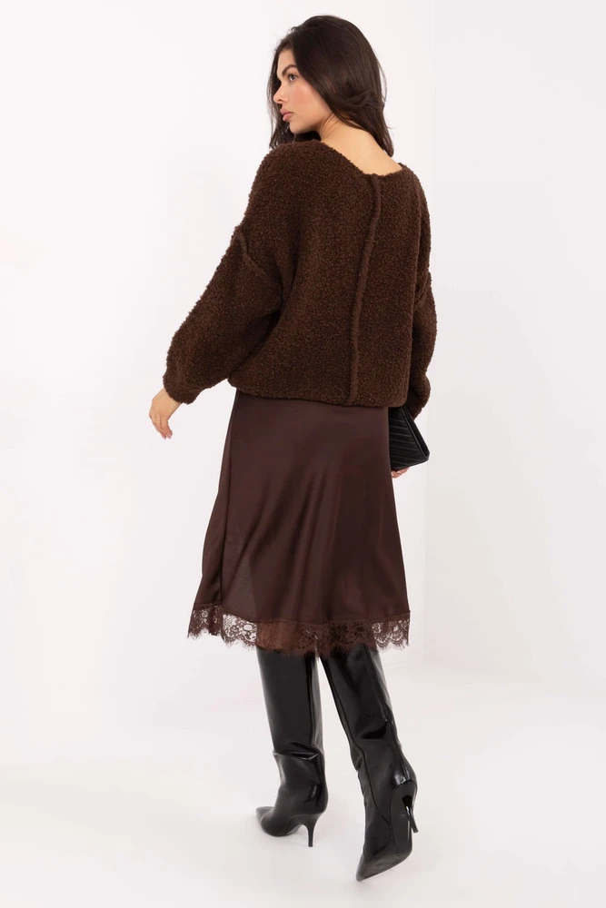 Rudos spalvos boucle megztinis Italy Moda