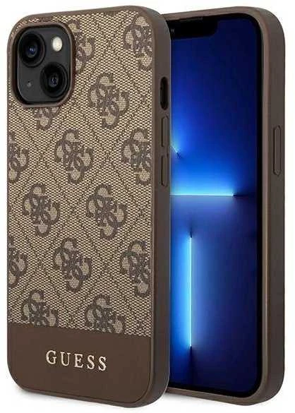 Dėklas GUESS Hardcase 4G Stripe Collection GUHCP14MG4GLBR galinis dangtelis, Apple, iPhone 14 Plus, ruda, 6,7 colio