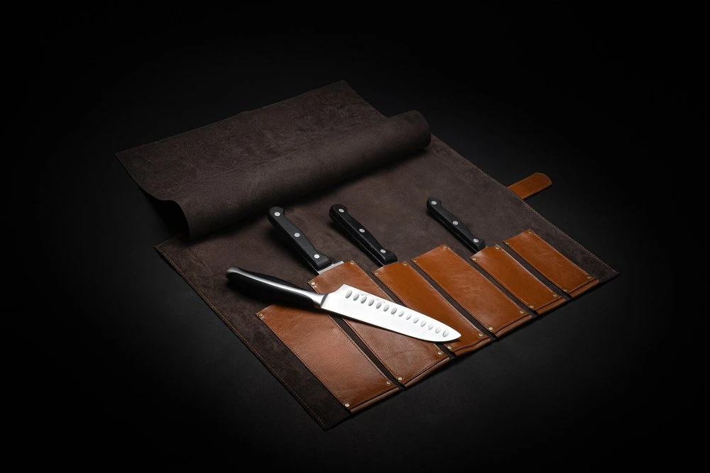 Solier Accessories Personalised leather knife case Solier SA44 vintage ruda