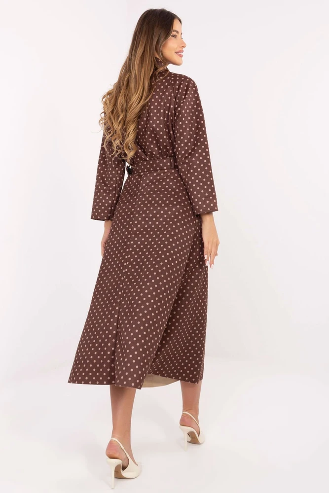 Rudos taškuotos midi sijonas Italy Moda