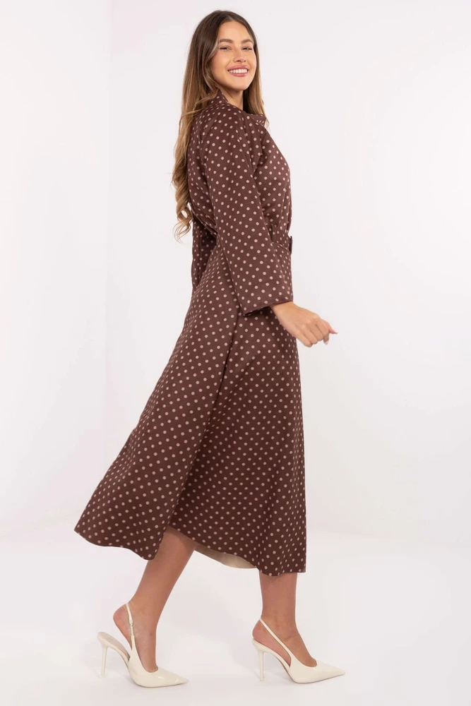 Rudos taškuotos midi sijonas Italy Moda