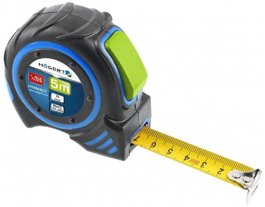 Hogert Matavimo juosta 5 m 19 mm su automatiniu stabdymu, nailono su magnetais