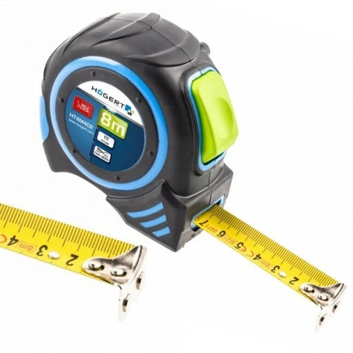 Hogert Matavimo juosta 8 m 25 mm su automatiniu stabdymu, nailonas su magnetais