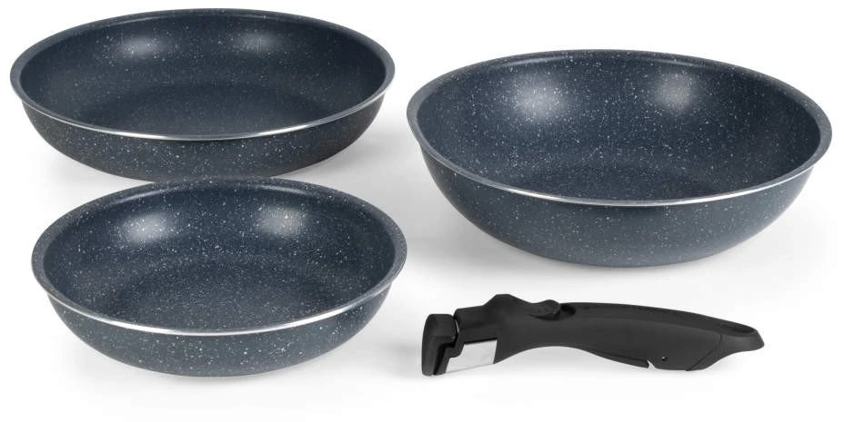 Russell Hobbs Nightfall Stone 4 dalių keptuvių rinkinys su nuimama rankena