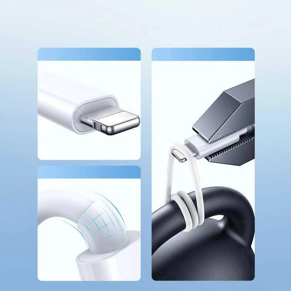 Joyroom S-IW007 3-in-1 kabelis USB-A magnetiniu įkrovikliu – Lightning 1.2m – baltos spalvos