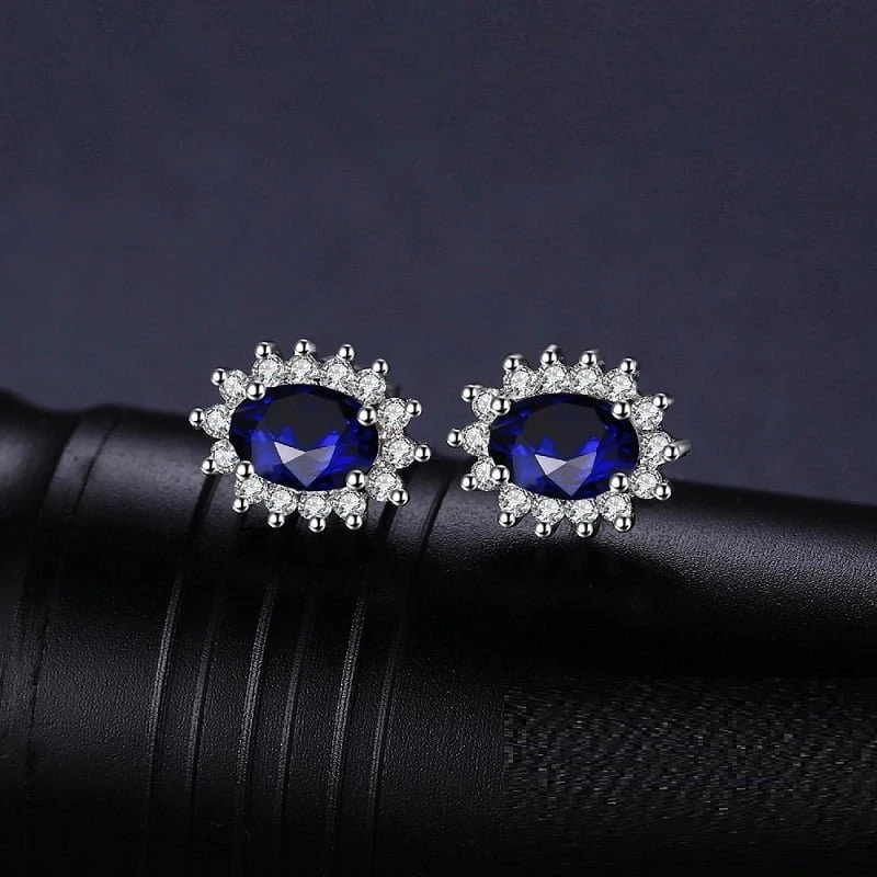 Blue Sidabriniai auskarai Mėlyna Gem