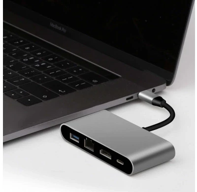 Šakotuvas (HUB) 4 IN 1, sidabro sp.,1xHDMI / 1xUSB / 1xLAN / 1xPD