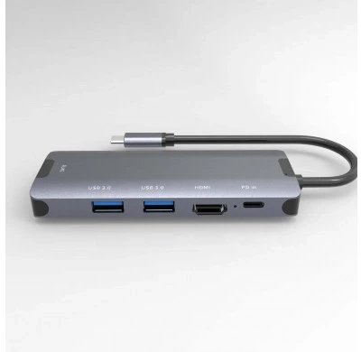 Šakotuvas (HUB) 5 IN 1, sidabro sp.,1xHDMI / 2xUSB 3.0 / 1xLAN / 1xPD