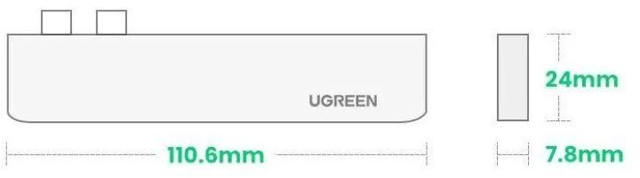Šakotuvas Ugreen 60559 2x USB-C / USB-C PD (Thunderbolt 3, 100W, 4K 60 Hz, 10 Gbps) / HDMI 4K 30 Hz / 3x USB 3.0 skirtas MacBook Pro / Air - Pilkas