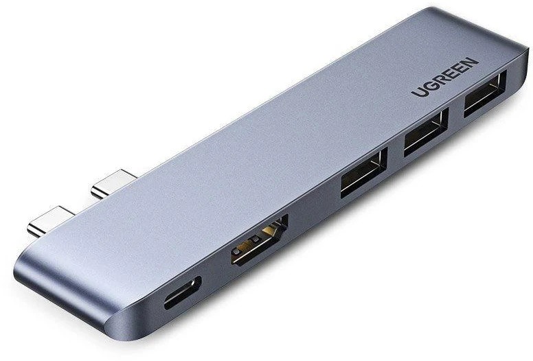Adapterio šakotuvas UGREEN, 2XUSB_C iki 3x USB 3.0, HDMI