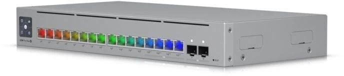 Šakotuvas Valdomas 16 prievadų „Ubiquiti UniFi Pro Max“ PoE komutatorius, Gigabit/Multigigabit/10G (18 prievadų, PoE+: 12; PoE++: 4)