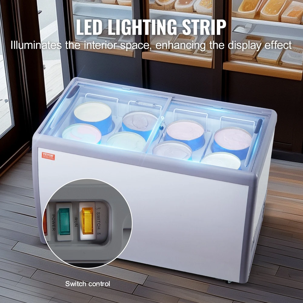 VEVOR 370 L ledų vitrina ir šaldiklis