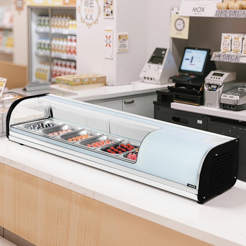 VEVOR Sushi vitrina su šaldytuvu, 62 L komercinė