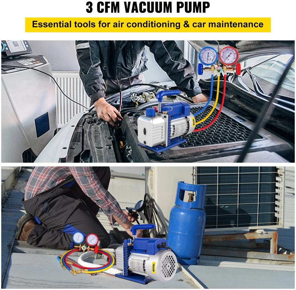 VEVOR Šaldymo agento vakuuminio siurblio komplektas 84 L/min