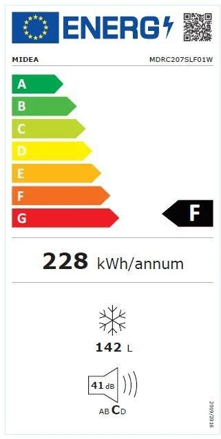 Šaldiklis Šaldymo dėžė Midea MDRC207SLF01G, 142 l, balta