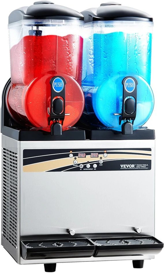 Vevor Komercinė šaldytų gėrimų gamykla 15L x 2 talpa