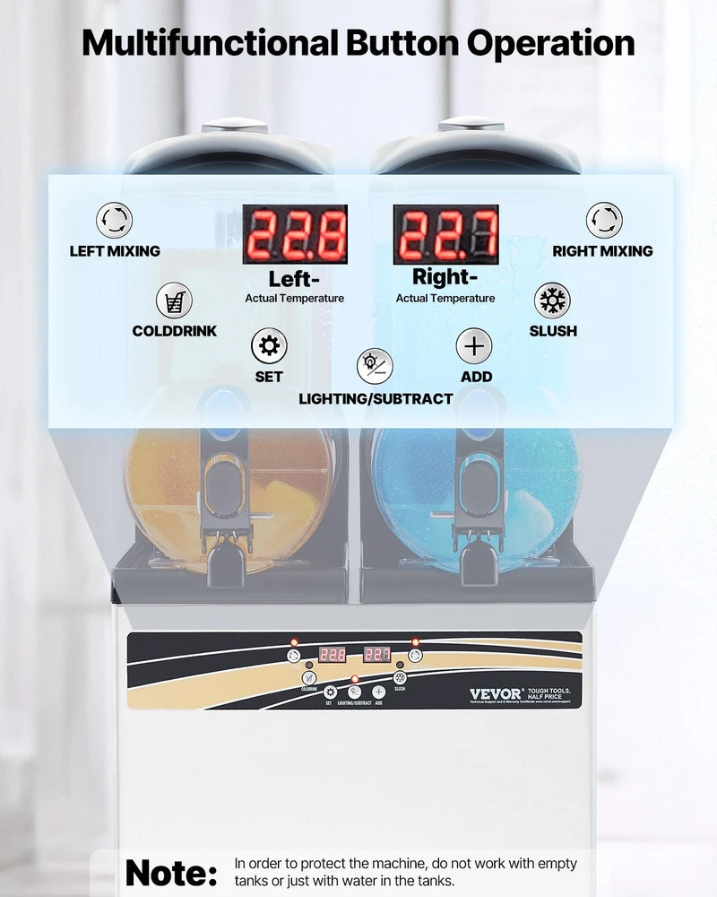 Vevor Komercinė šaldytų gėrimų gamykla 15L x 2 talpa