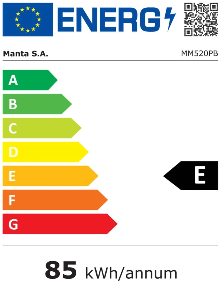 Šaldytuvas su šaldikliu Manta MM520PB, 91 l, juodas
