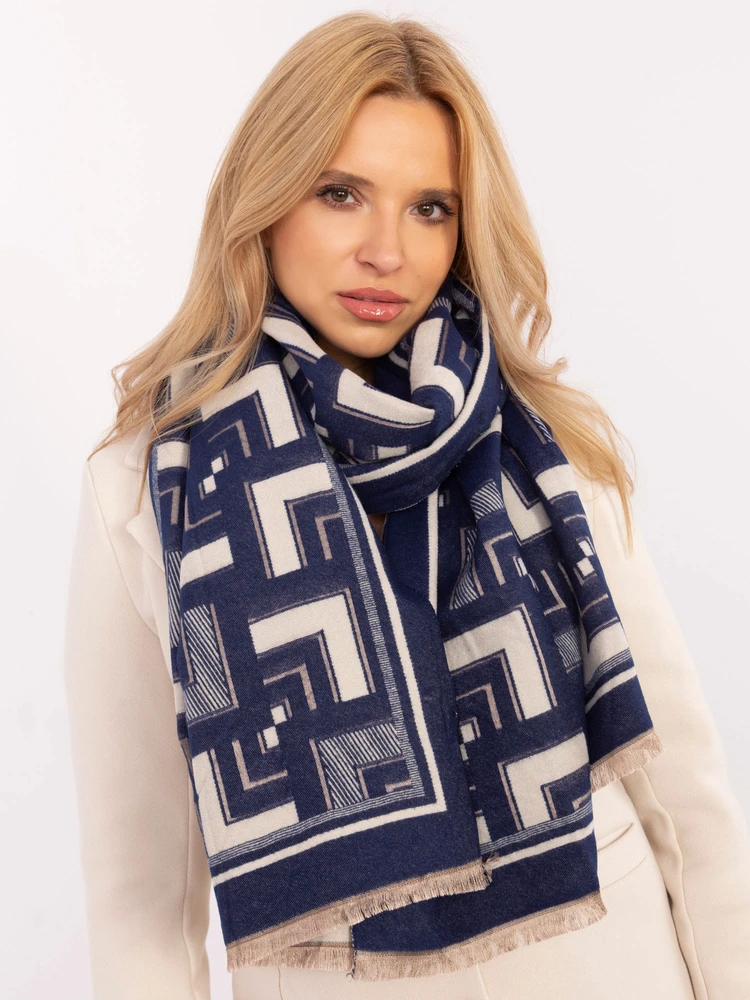 Wool Fashion Italia Elegantiškas mėlynas šalikas: Dydis - Universalus