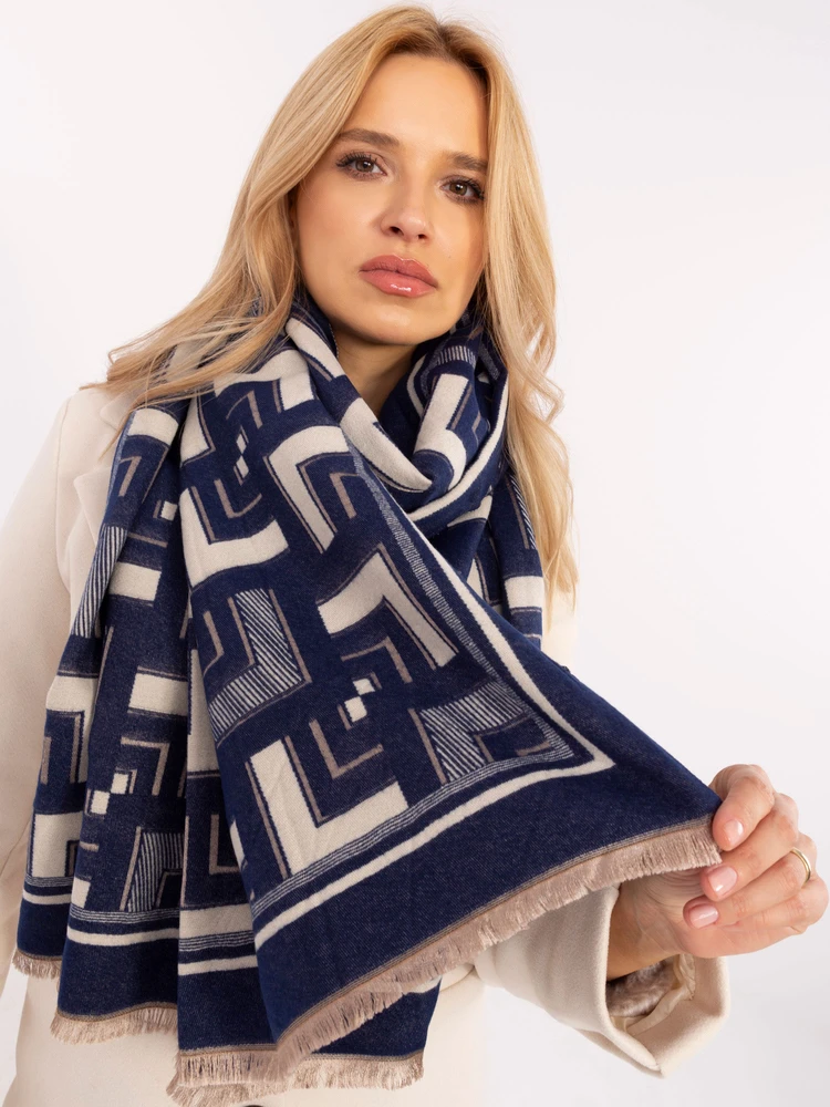 Wool Fashion Italia Elegantiškas mėlynas šalikas: Dydis - Universalus