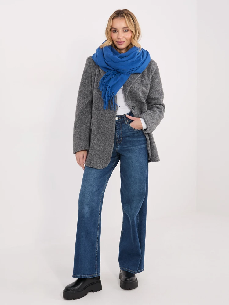 Wool Fashion Italia Mėlynas moteriškas šalikas: Dydis - Universalus