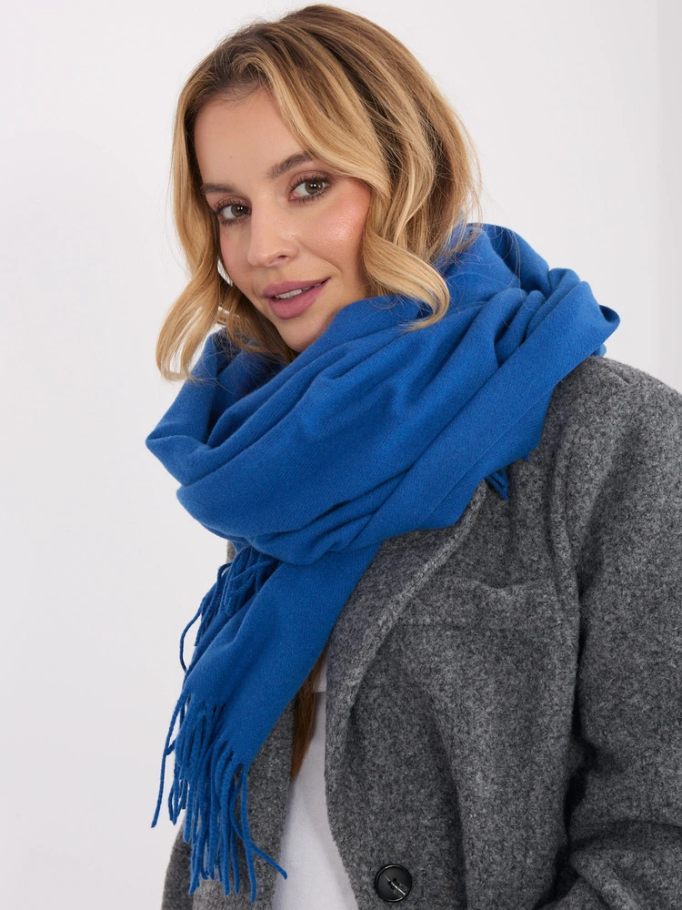 Wool Fashion Italia Mėlynas moteriškas šalikas: Dydis - Universalus
