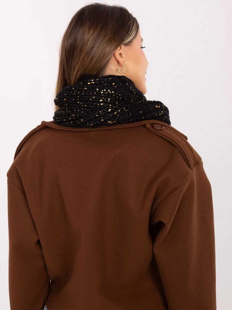Šalikas juodas megztas su blizgiais akcentais AT Collection