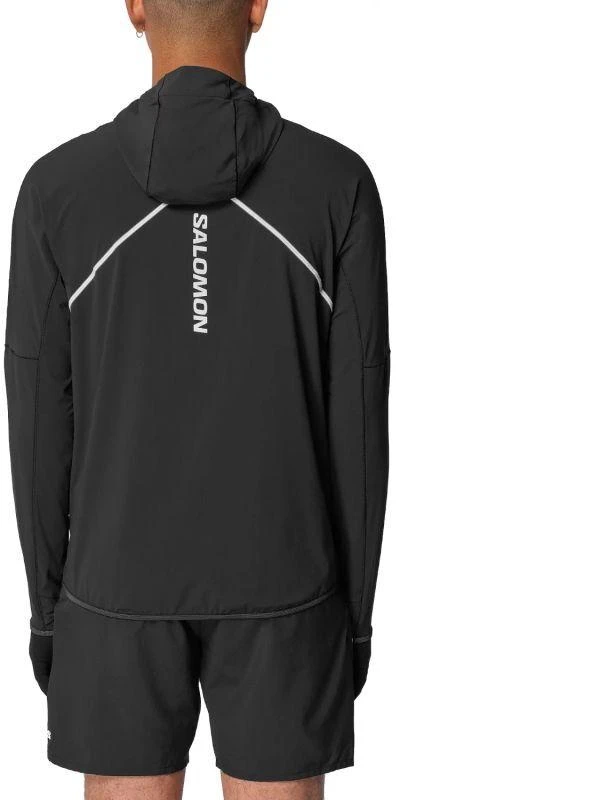 Salomon Sense Aero Hybrid džemperis su pusiau užsegamu užtrauktuku ir gobtuvu LC2429600, juodas, L