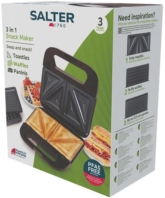 Vaflinė Salter EK6665VDE 3-in-1 užkandžių keptuvė